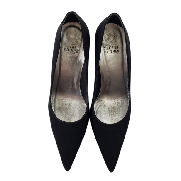 Vtg Stuart Weitzman 6 W Pointed Toe Fabric Pumps - Picture 3 of 9